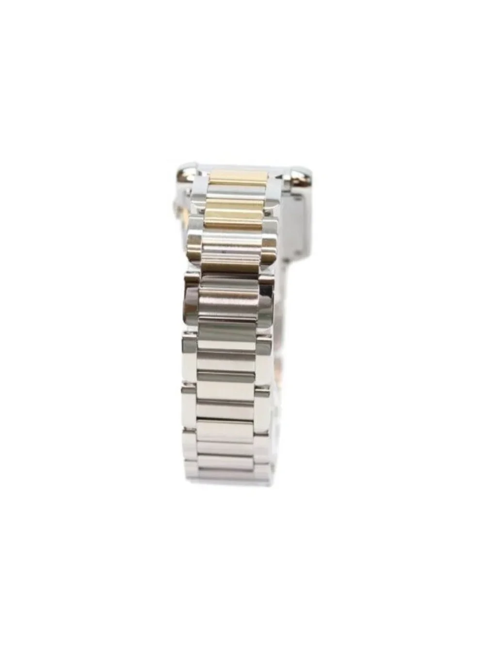 Cartier YG SS Tank en Gray SM Silver Guilloche Dial Quartz